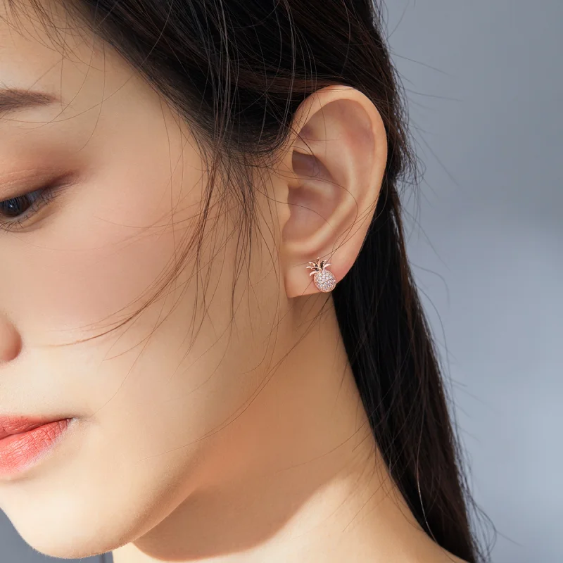 (image for) Pandora Style Pineapple Stud Earrings - SCE803 - View 5