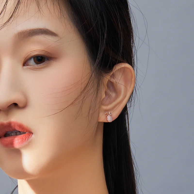 (image for) Pandora Style Pineapple Stud Earrings - SCE803 - View 6