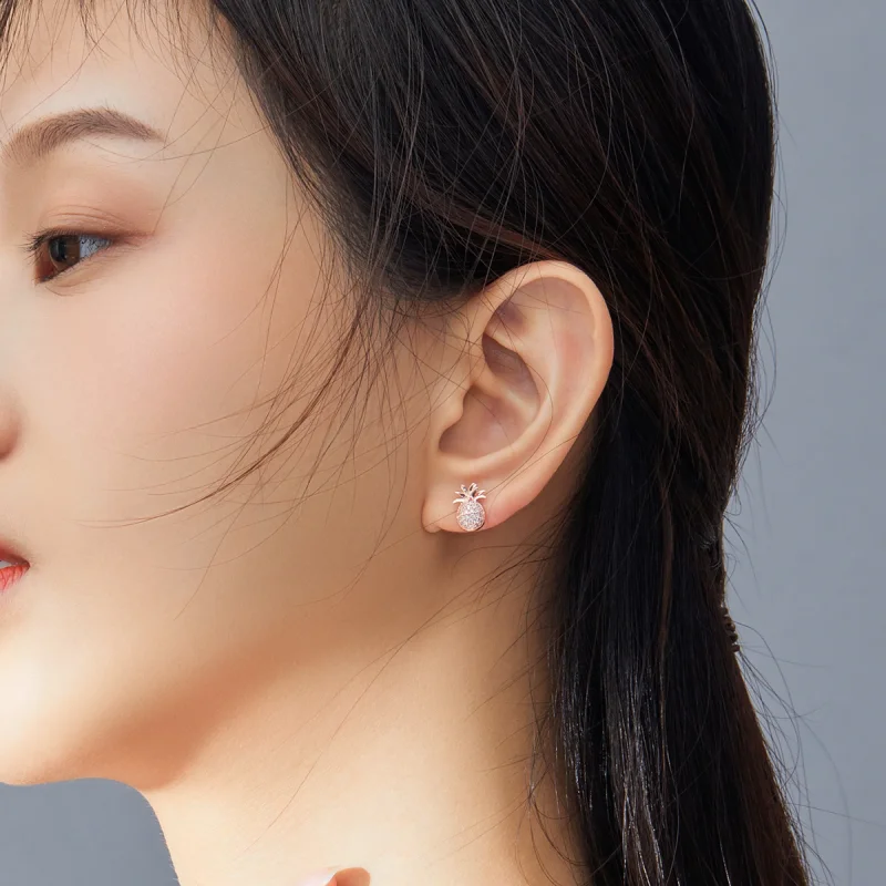 (image for) Pandora Style Pineapple Stud Earrings - SCE803 - View 7