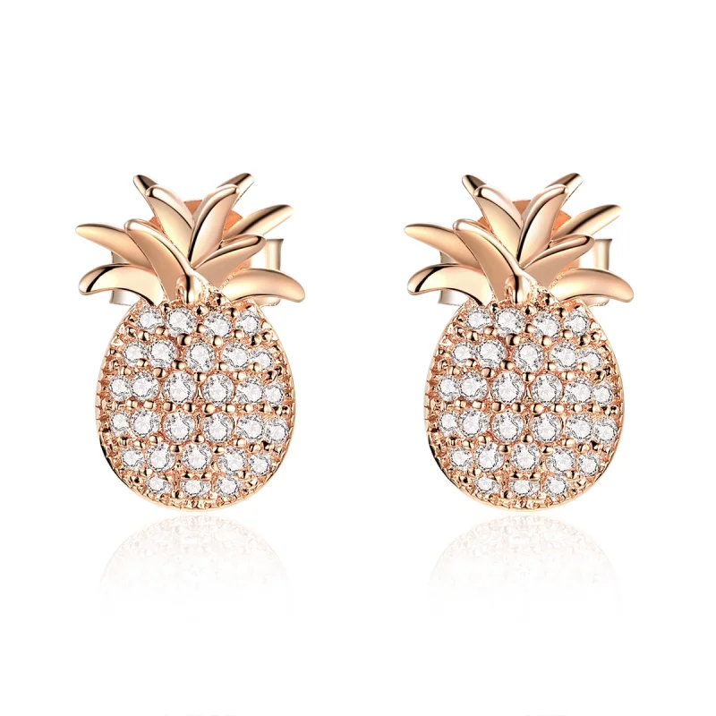 (image for) Pandora Style Pineapple Stud Earrings - SCE803 - Product Image