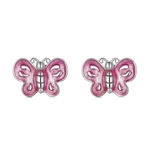 (image for) Pandora Style Pink Butterfly Stud Earrings - SCE1344