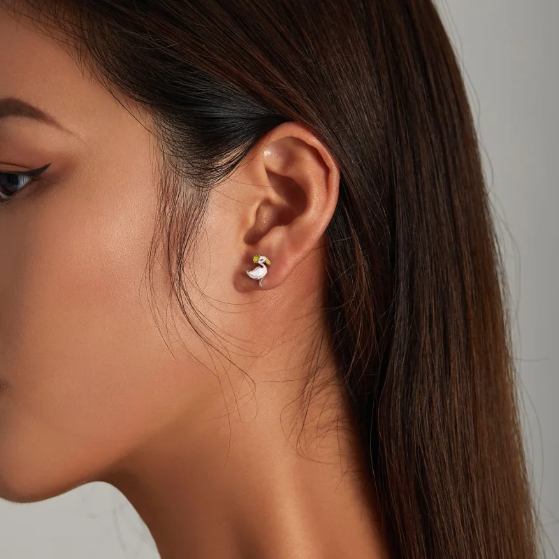 (image for) Pandora Style Pink Flamingo Stud Earrings - SCE1276 - View 6