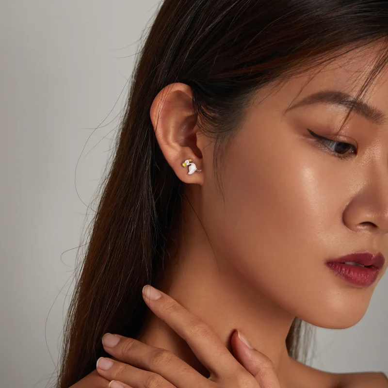 (image for) Pandora Style Pink Flamingo Stud Earrings - SCE1276 - View 7