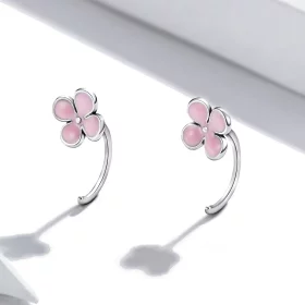 Pandora Style Pink Flowers Stud Earrings - SCE1286 Pandora Style Pink Flowers Stud Earrings - SCE1286