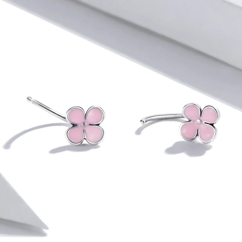 (image for) Pandora Style Pink Flowers Stud Earrings - SCE1286 - View 3