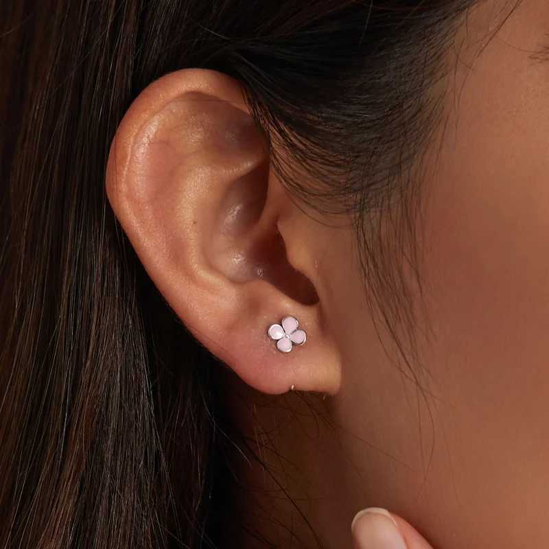(image for) Pandora Style Pink Flowers Stud Earrings - SCE1286 - View 7