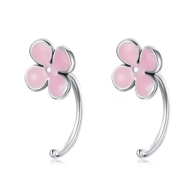 Pandora Style Pink Flowers Stud Earrings - SCE1286 Pandora Style Pink Flowers Stud Earrings - SCE1286