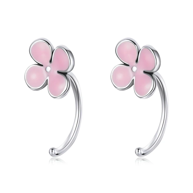 (image for) Pandora Style Pink Flowers Stud Earrings - SCE1286 - Product Image
