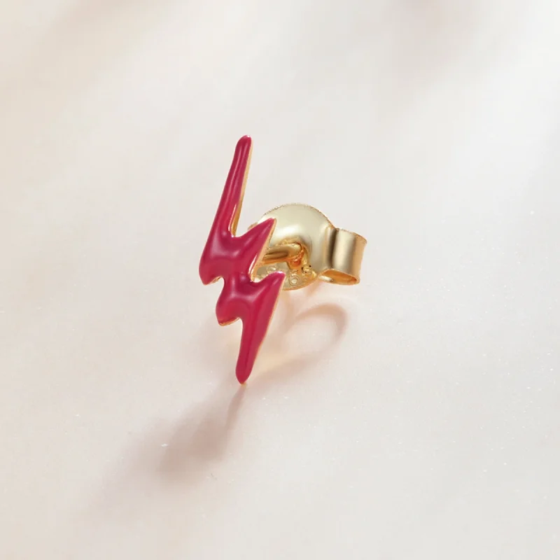 (image for) Pandora Style Pink Lightning Stud Earrings - SCE1236 - View 2