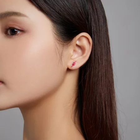 Pandora Style Pink Lightning Stud Earrings - SCE1236