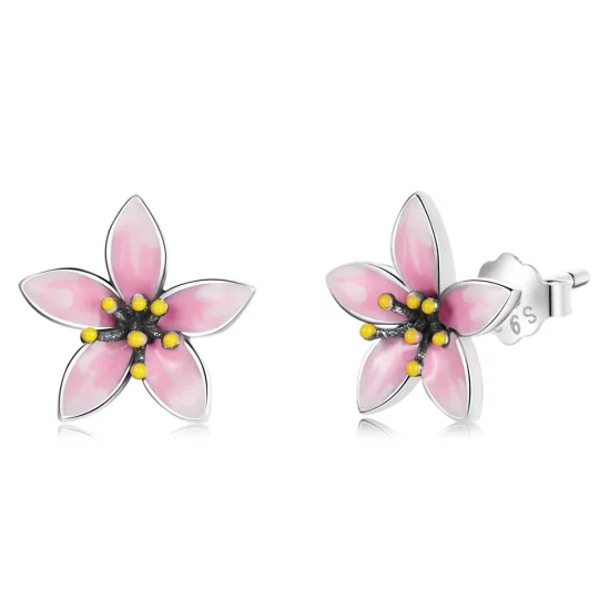Pandora Style Pink Sakura Stud Earrings - SCE1273