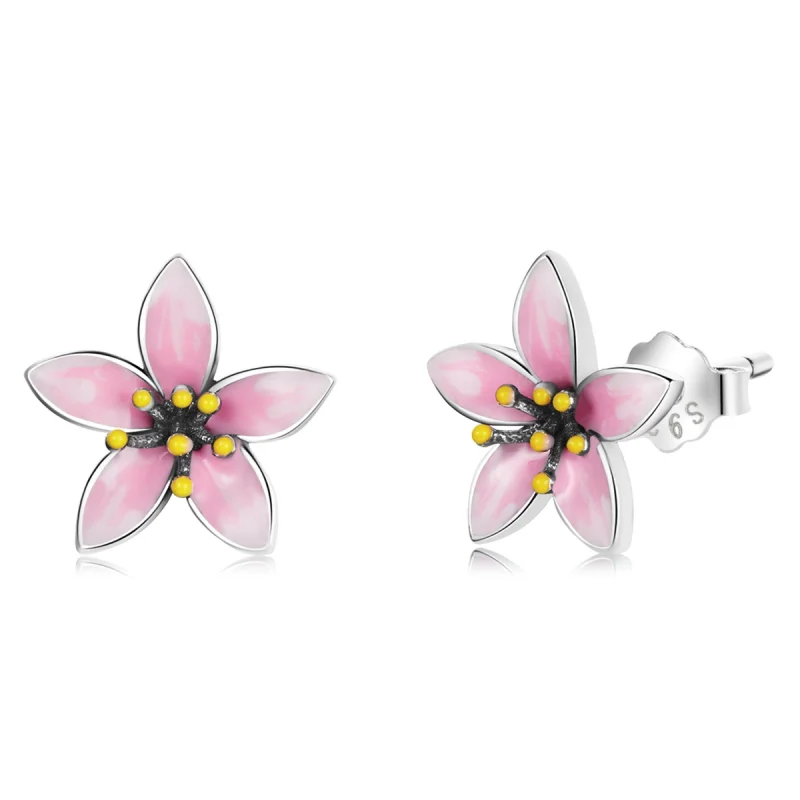 (image for) Pandora Style Pink Sakura Stud Earrings - SCE1273 - Product Image
