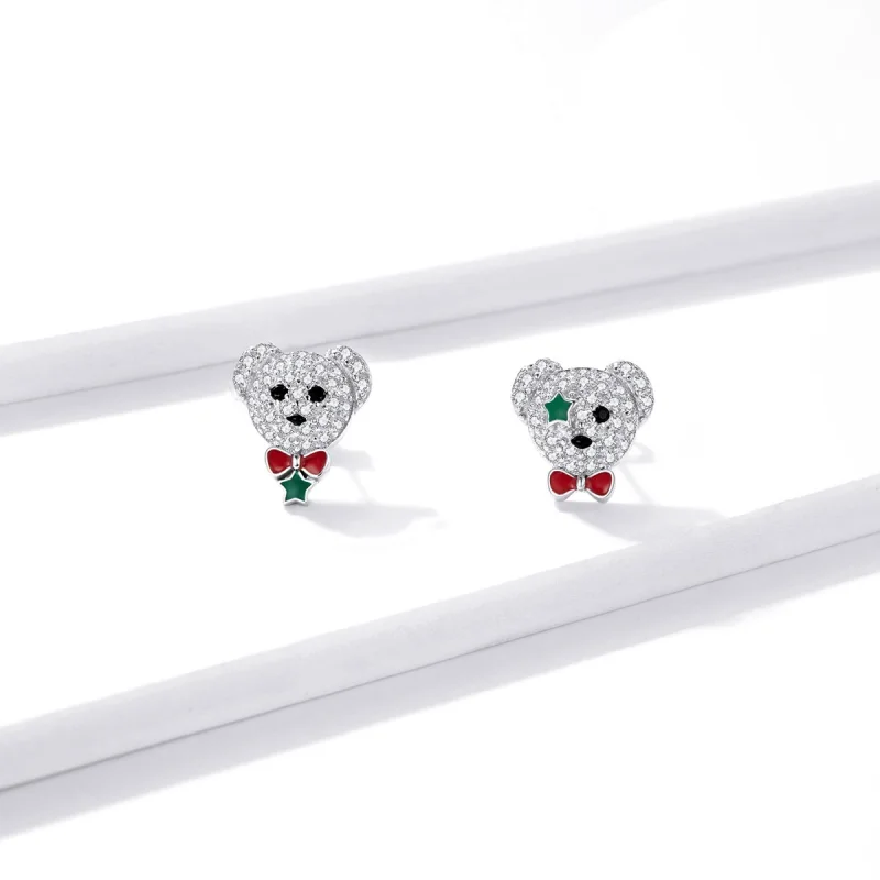 (image for) Pandora Style Playful Bear Stud Earrings - BSE437 - View 2