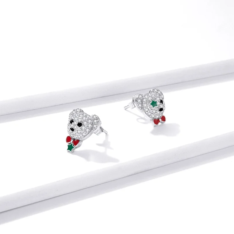 (image for) Pandora Style Playful Bear Stud Earrings - BSE437 - View 4
