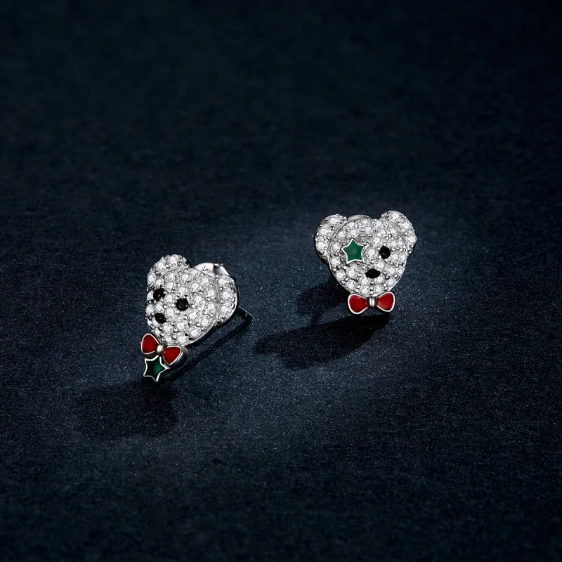(image for) Pandora Style Playful Bear Stud Earrings - BSE437 - View 5