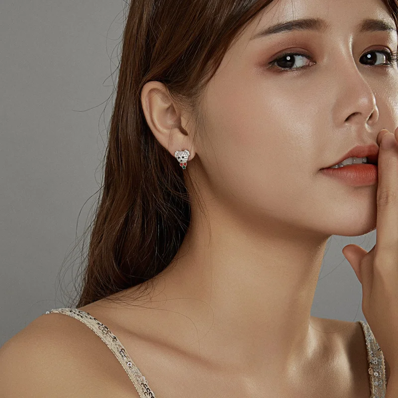 (image for) Pandora Style Playful Bear Stud Earrings - BSE437 - View 6