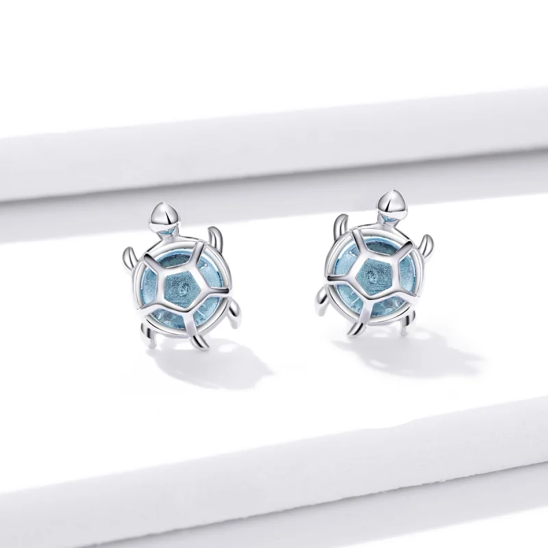 (image for) Pandora Style Playful Turtle Stud Earrings - BSE406 - View 2
