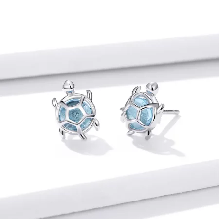 Pandora Style Playful Turtle Stud Earrings - BSE406