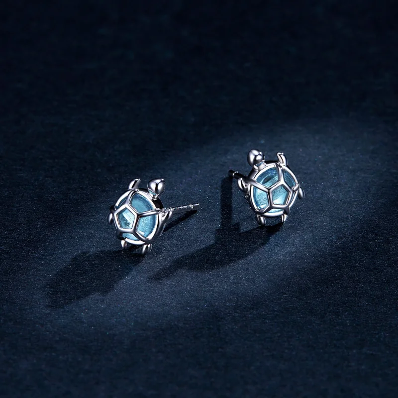 (image for) Pandora Style Playful Turtle Stud Earrings - BSE406 - View 5