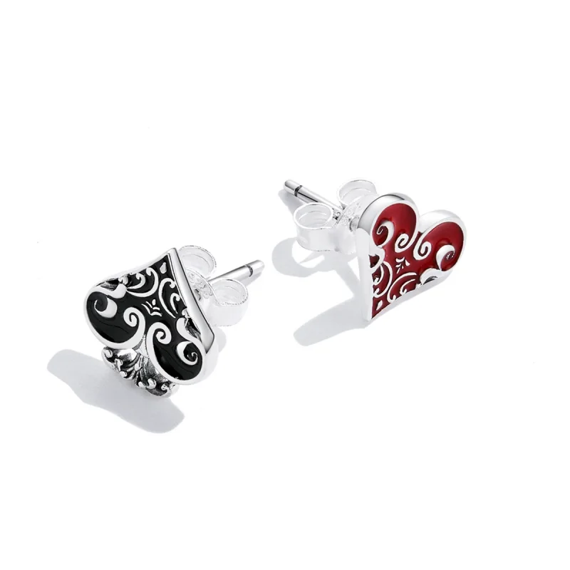 (image for) Pandora Style Poker Hearts Stud Earrings - SCE1378 - View 4