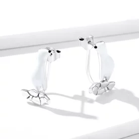 Pandora Style Polar Bear On Cracked Ice Stud Earrings - BSE347 Pandora Style Polar Bear On Cracked Ice Stud Earrings - BSE347