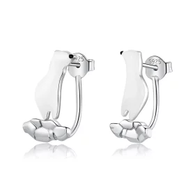 Pandora Style Polar Bear On Cracked Ice Stud Earrings - BSE347 Pandora Style Polar Bear On Cracked Ice Stud Earrings - BSE347