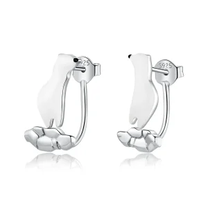 (image for) Pandora Style Polar Bear On Cracked Ice Stud Earrings - BSE347