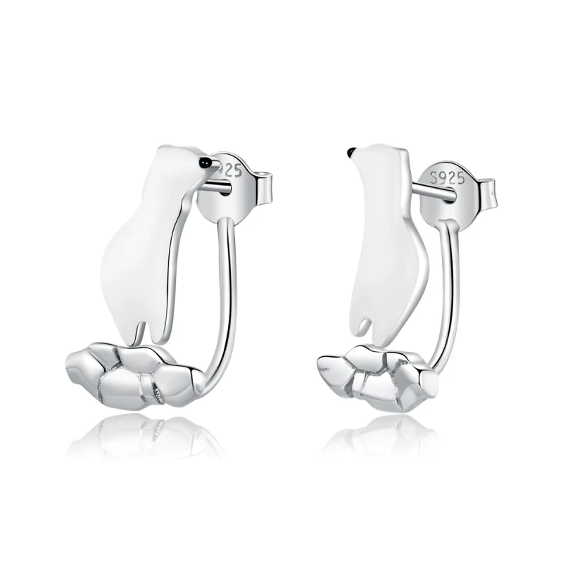 (image for) Pandora Style Polar Bear On Cracked Ice Stud Earrings - BSE347 - Product Image