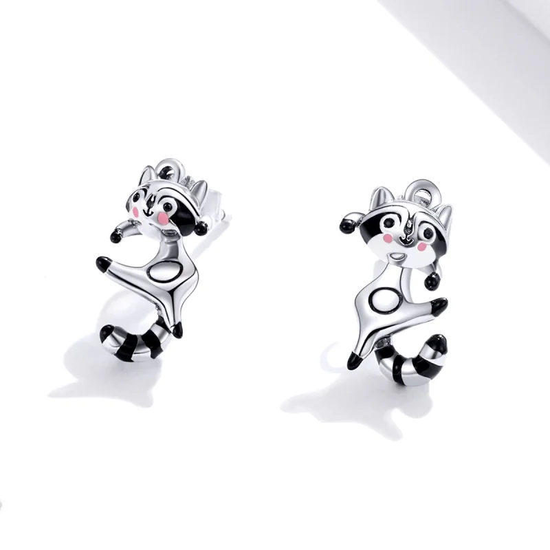 (image for) Pandora Style Raccoon Stud Earrings - SCE990 - View 2