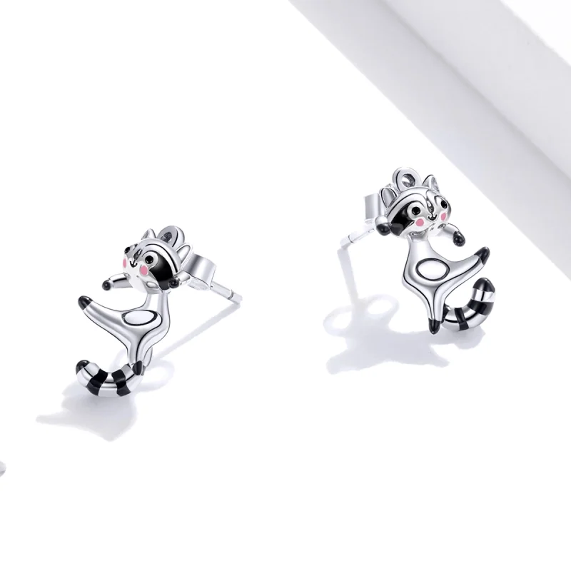 (image for) Pandora Style Raccoon Stud Earrings - SCE990 - View 3