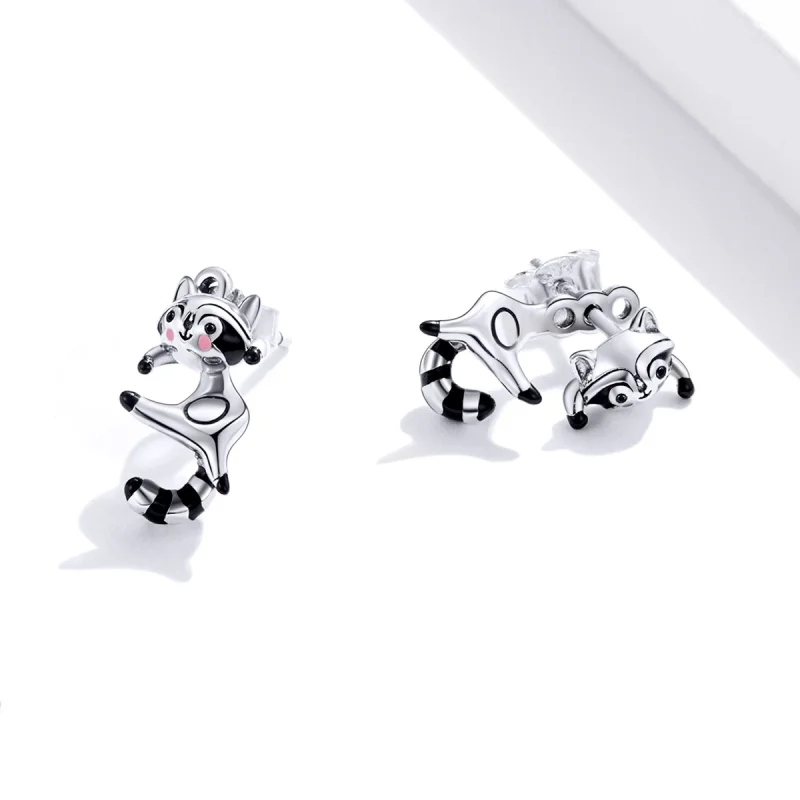 (image for) Pandora Style Raccoon Stud Earrings - SCE990 - View 4