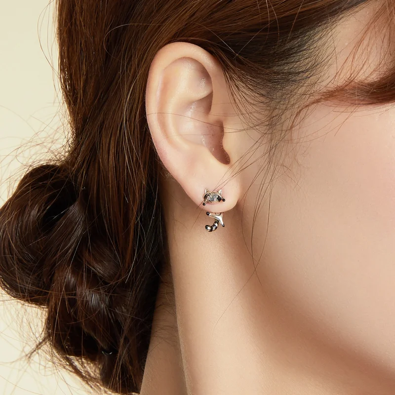 (image for) Pandora Style Raccoon Stud Earrings - SCE990 - View 6