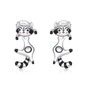 Pandora Style Raccoon Stud Earrings - SCE990