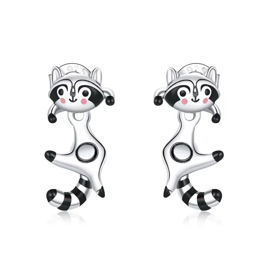 Pandora Style Raccoon Stud Earrings - SCE990