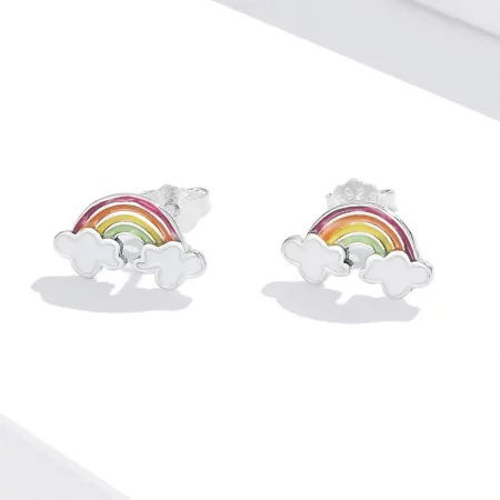 Pandora Style Rainbow Clouds Stud Earrings - SCE1339