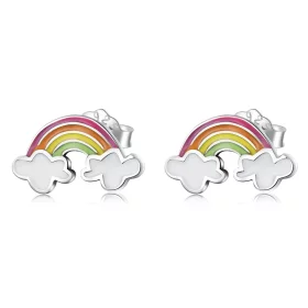 Pandora Style Rainbow Clouds Stud Earrings - SCE1339 Pandora Style Rainbow Clouds Stud Earrings - SCE1339