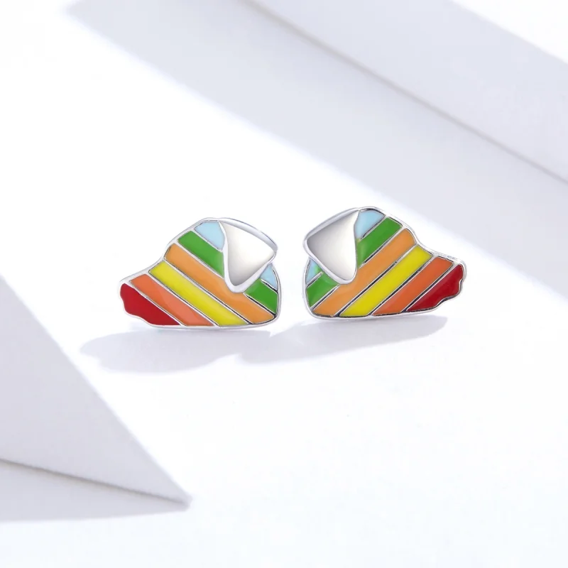 (image for) Pandora Style Rainbow Dog Stud Earrings - SCE825 - View 2