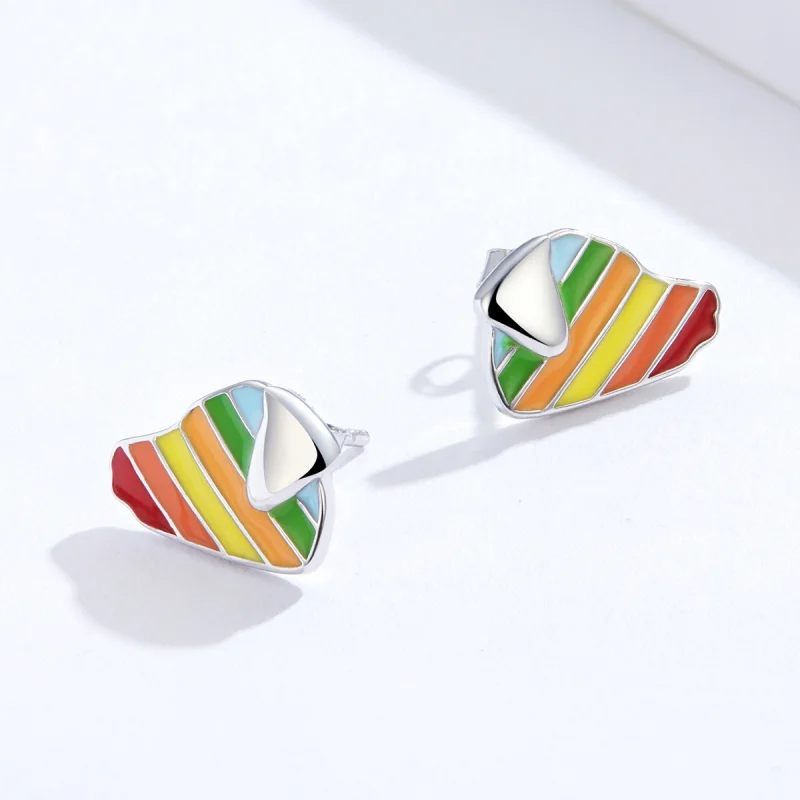 (image for) Pandora Style Rainbow Dog Stud Earrings - SCE825 - View 4