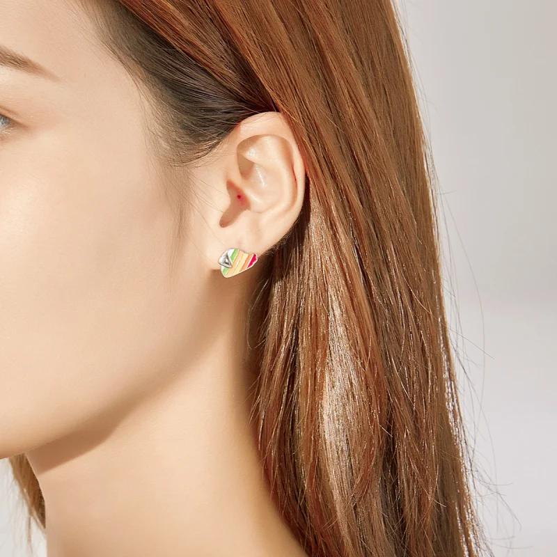 (image for) Pandora Style Rainbow Dog Stud Earrings - SCE825 - View 6