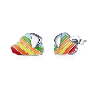 (image for) Pandora Style Rainbow Dog Stud Earrings - SCE825