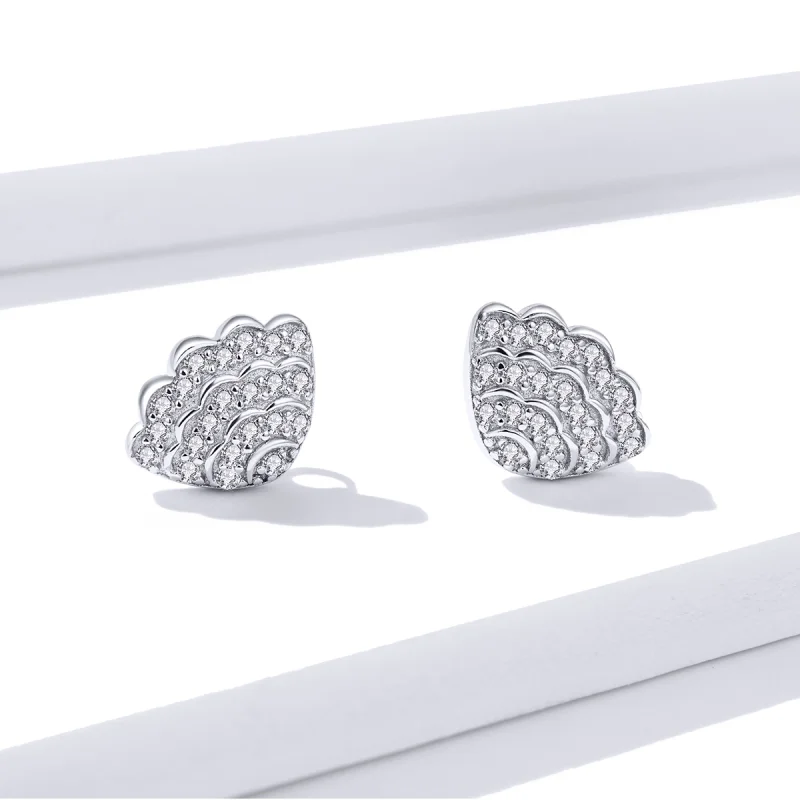 (image for) Pandora Style Romantic Shell Stud Earrings - BSE342 - View 3