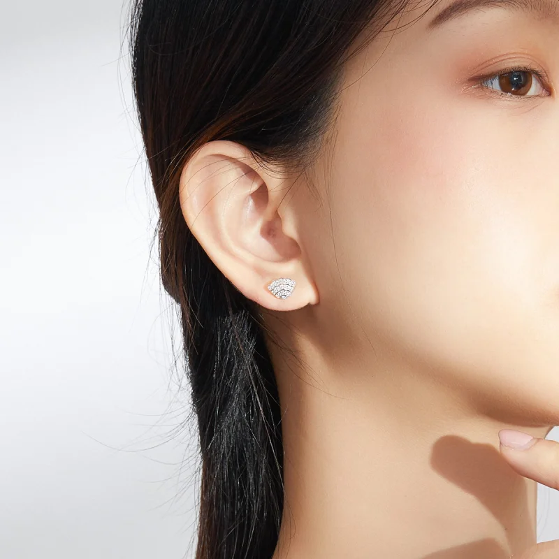 (image for) Pandora Style Romantic Shell Stud Earrings - BSE342 - View 5