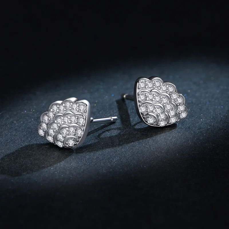 (image for) Pandora Style Romantic Shell Stud Earrings - BSE342 - View 8