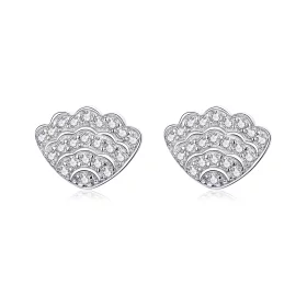 Pandora Style Romantic Shell Stud Earrings - BSE342