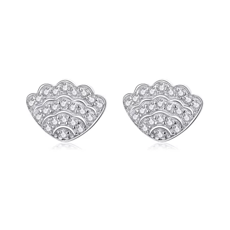 Pandora Style Romantic Shell Stud Earrings - BSE342