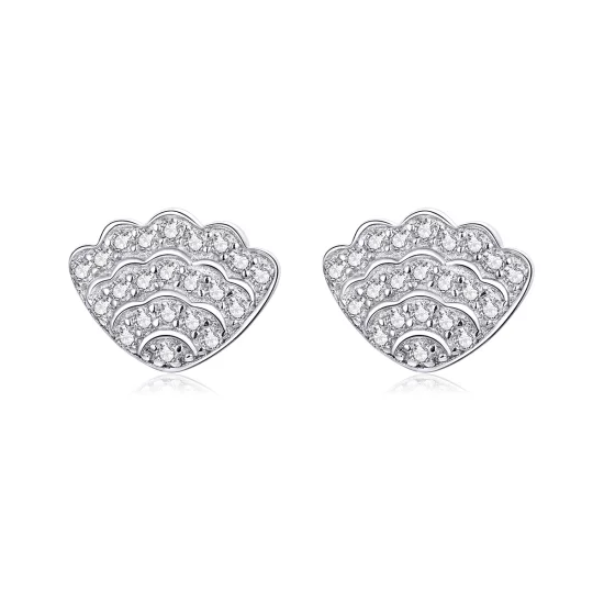 Pandora Style Romantic Shell Stud Earrings - BSE342