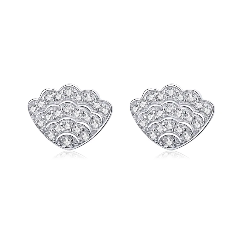 (image for) Pandora Style Romantic Shell Stud Earrings - BSE342 - Product Image