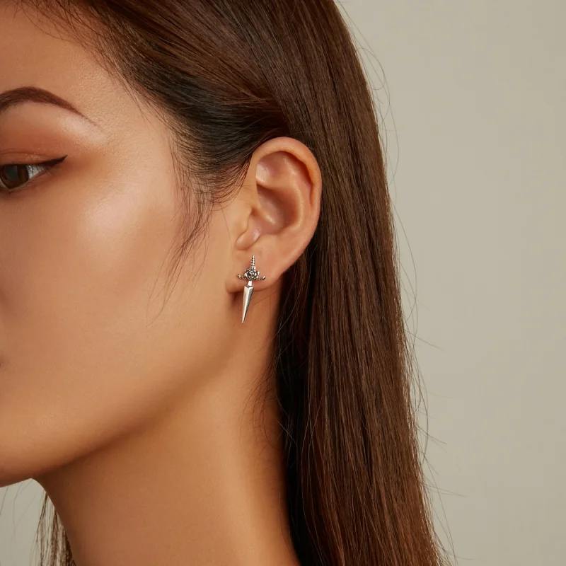 (image for) Pandora Style Rose Dagger Stud Earrings - SCE1349 - View 7