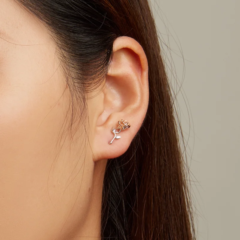 (image for) Pandora Style Rose Stud Earrings - BSE682 - View 8