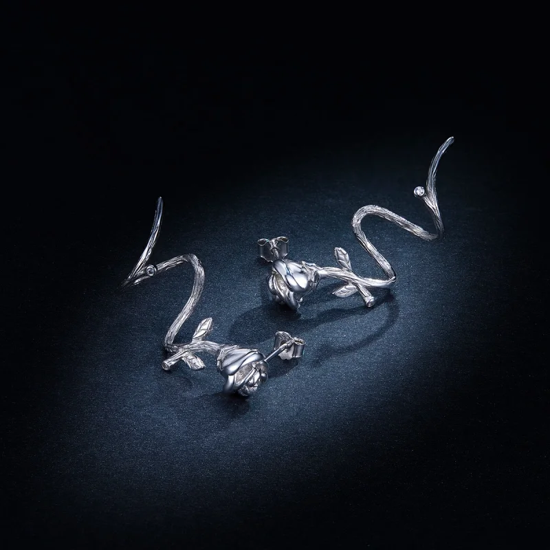 (image for) Pandora Style Roses Stud Earrings - BSE238 - View 6